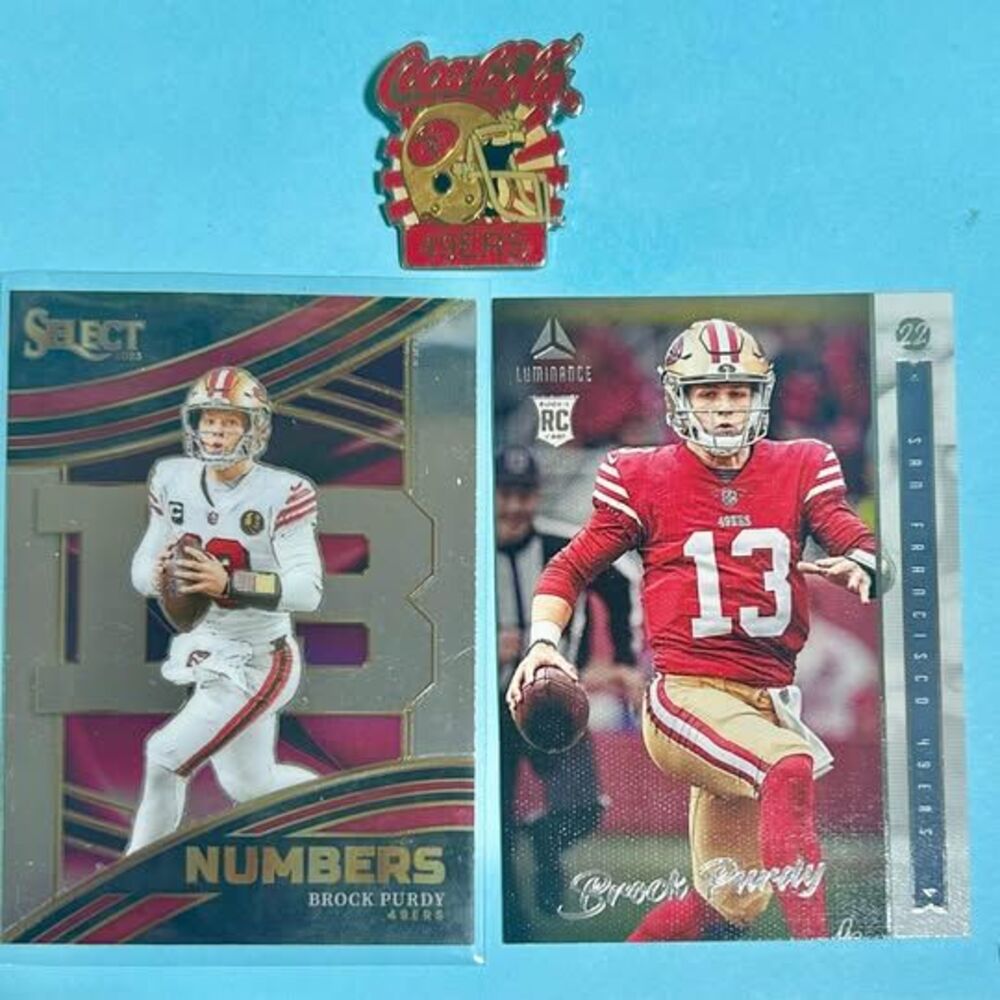 Brock Purdy San Francisco 49ers 2- cards 2022Rookie & 2023 +Pin